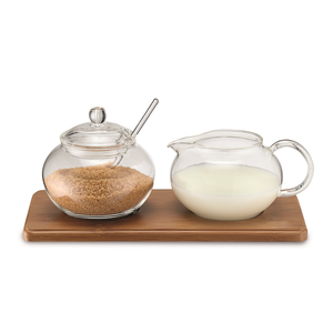 Set sucrier  et crémier sur plateau bambou