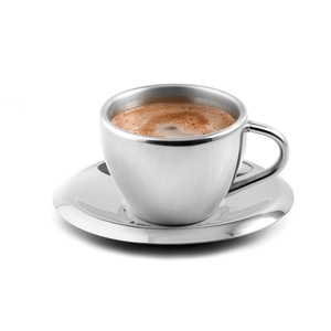 Tasse à café avec soucoupe inox double paroi 120ml