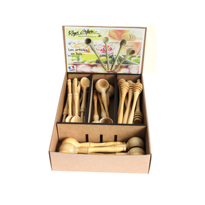 Lepel confituur, honing, koffie, olijven buxushout - display