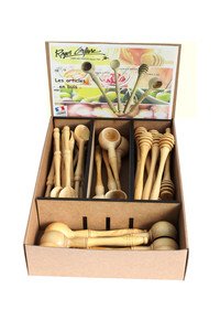 Lepel confituur, honing, koffie, olijven buxushout - display