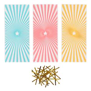 Zakjes cellofaan ster met sluitingen (12,5x28,5cm) 20st