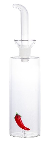 Olie-dispenser in glas met chilimotief 350ml