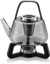 Theekan glas met zeef 1200ml + theepot warmer Chavelle (1/2)