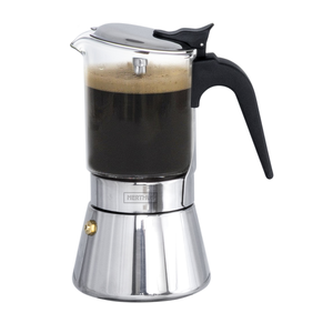 Espressokoker inox + glas - inductie 6 kopjes