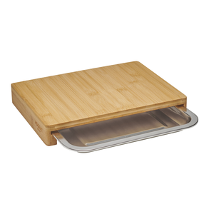 Snijplank bamboe 28.5x21x4cm met lade inox