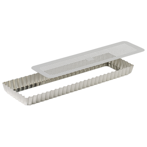 Taartvorm rechthoek gekarteld geperforeerd losse bodem 34x10cm h2,5cm