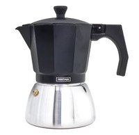 Cafetière italienne inox en zwart - induction 6 tasses
