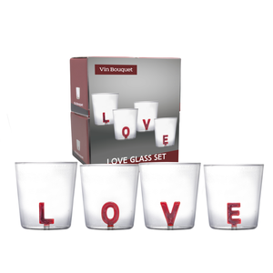 Verres avec lettres LOVE borosilicate 350ml - Set 4pcs