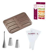 Eclair-set (plaat, 2x spuitzak, 3 spuitmondjes)